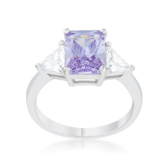 Classic Amethyst Rhodium Engagement Ring