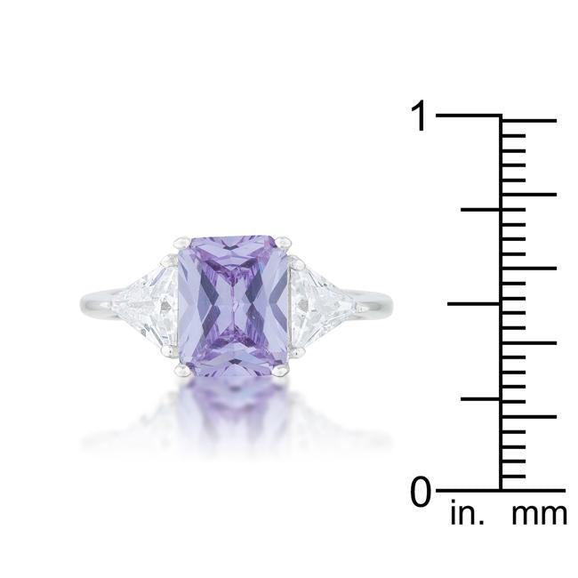 Classic Amethyst Rhodium Engagement Ring