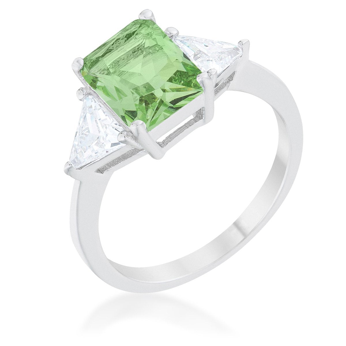 Classic Emerald Rhodium Engagement Ring