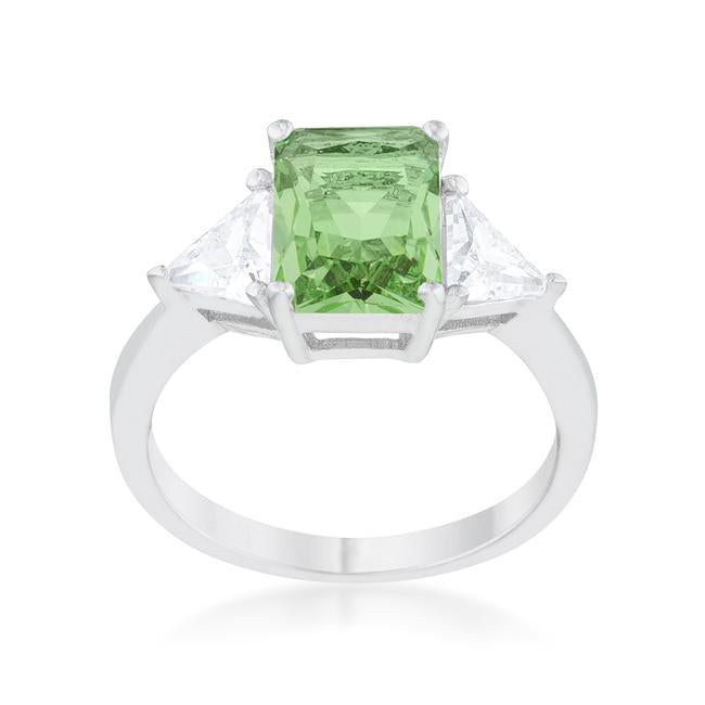 Classic Emerald Rhodium Engagement Ring