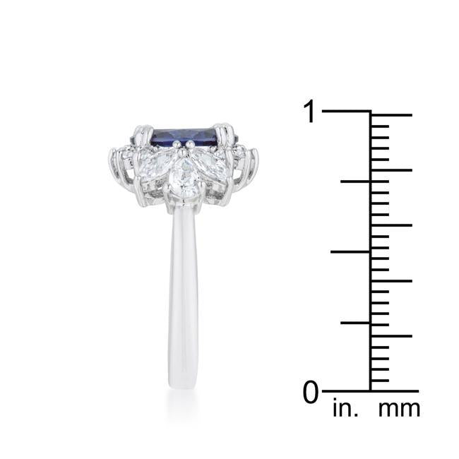 Chrisalee 3ct Aqua CZ Rhodium Classic Ring