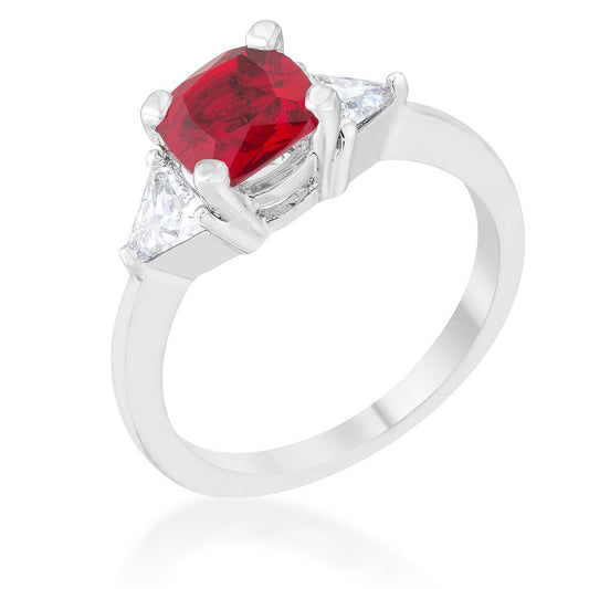 Shonda 1.8ct Clear CZ Rhodium Cushion Classic Statement Ring