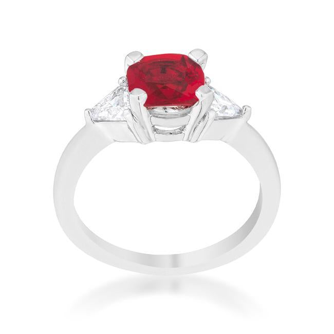 Shonda 1.8ct Clear CZ Rhodium Cushion Classic Statement Ring