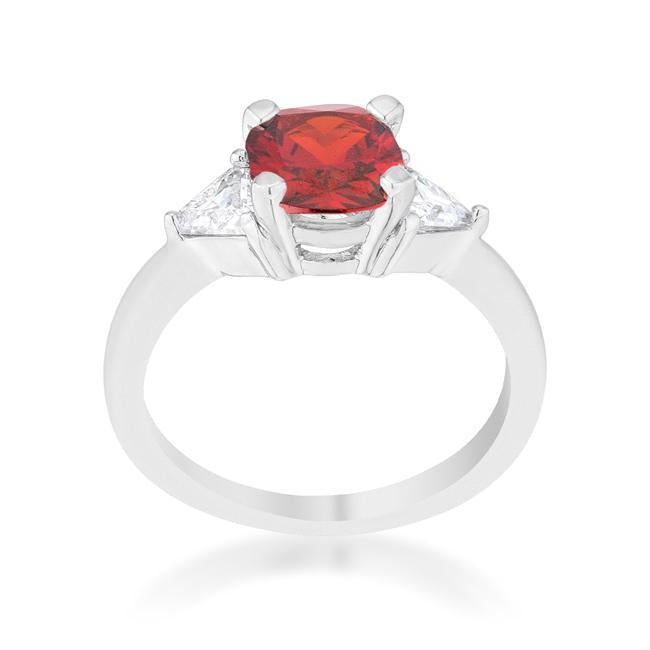 Shonda 1.8ct Garnet CZ Rhodium Cushion Classic Statement Ring