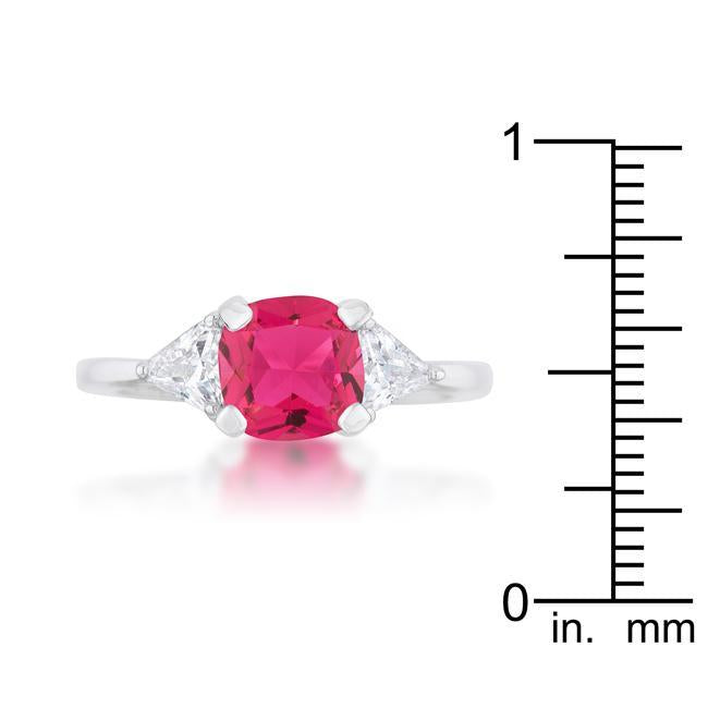 Shonda 1.8ct Ruby CZ Rhodium Cushion Classic Statement Ring