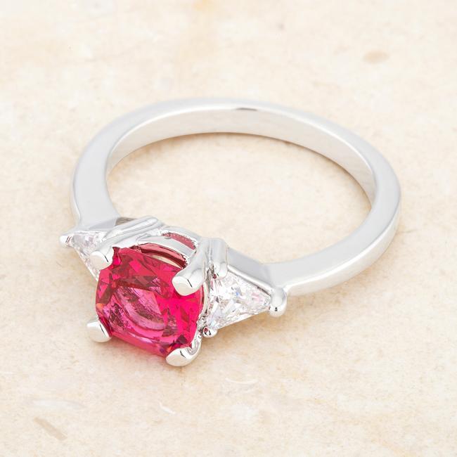 Shonda 1.8ct Ruby CZ Rhodium Cushion Classic Statement Ring