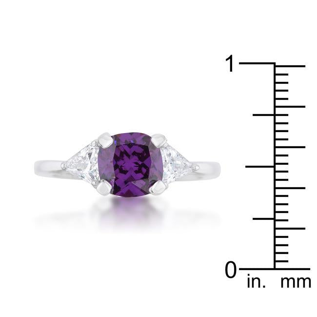 Shonda 1.8ct Fuchsia CZ Rhodium Cushion Classic Statement Ring