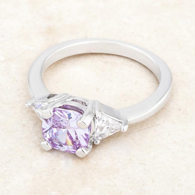 Shonda 1.8ct Amethyst CZ Rhodium Cushion Classic Statement Ring