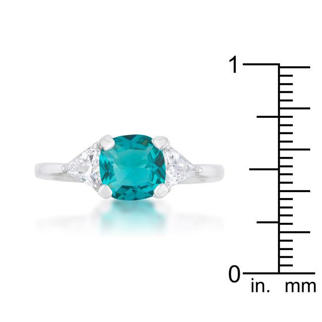 Shonda 1.8ct Blue Topaz CZ Rhodium Cushion Classic Statement Ring