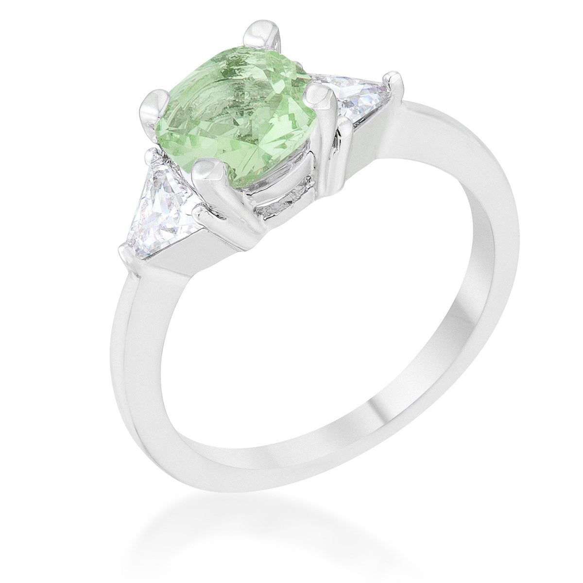 Shonda 1.8ct Emerald CZ Rhodium Cushion Classic Statement Ring