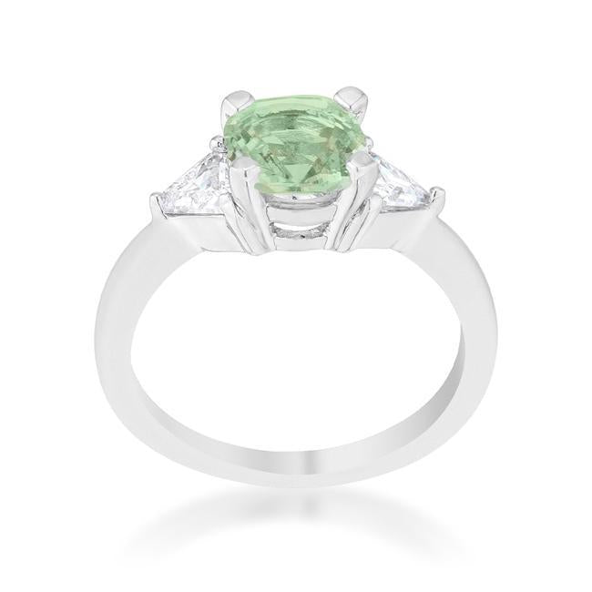 Shonda 1.8ct Emerald CZ Rhodium Cushion Classic Statement Ring