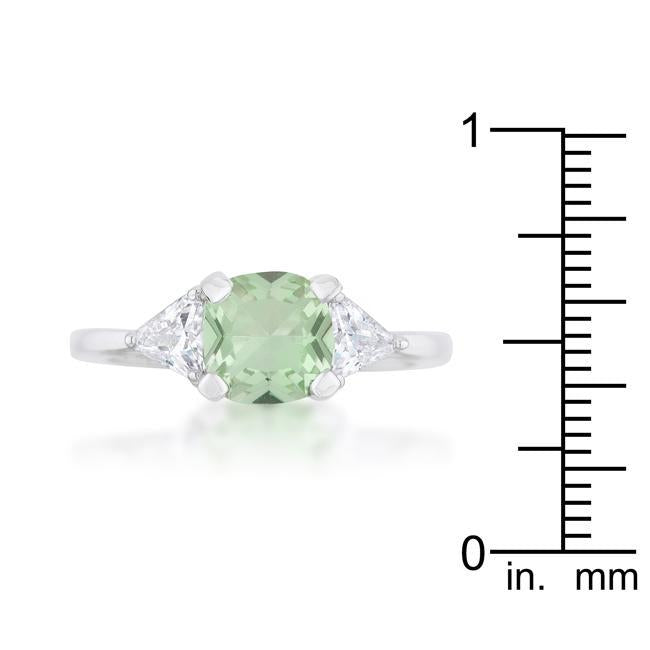 Shonda 1.8ct Emerald CZ Rhodium Cushion Classic Statement Ring