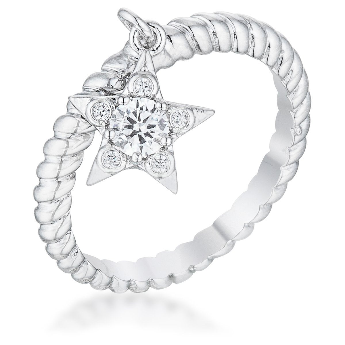 Stunning CZ Rhodium Ring