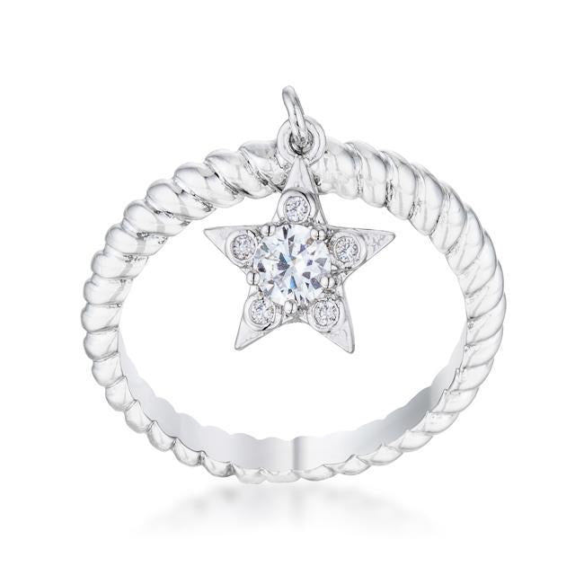 Stunning CZ Rhodium Ring