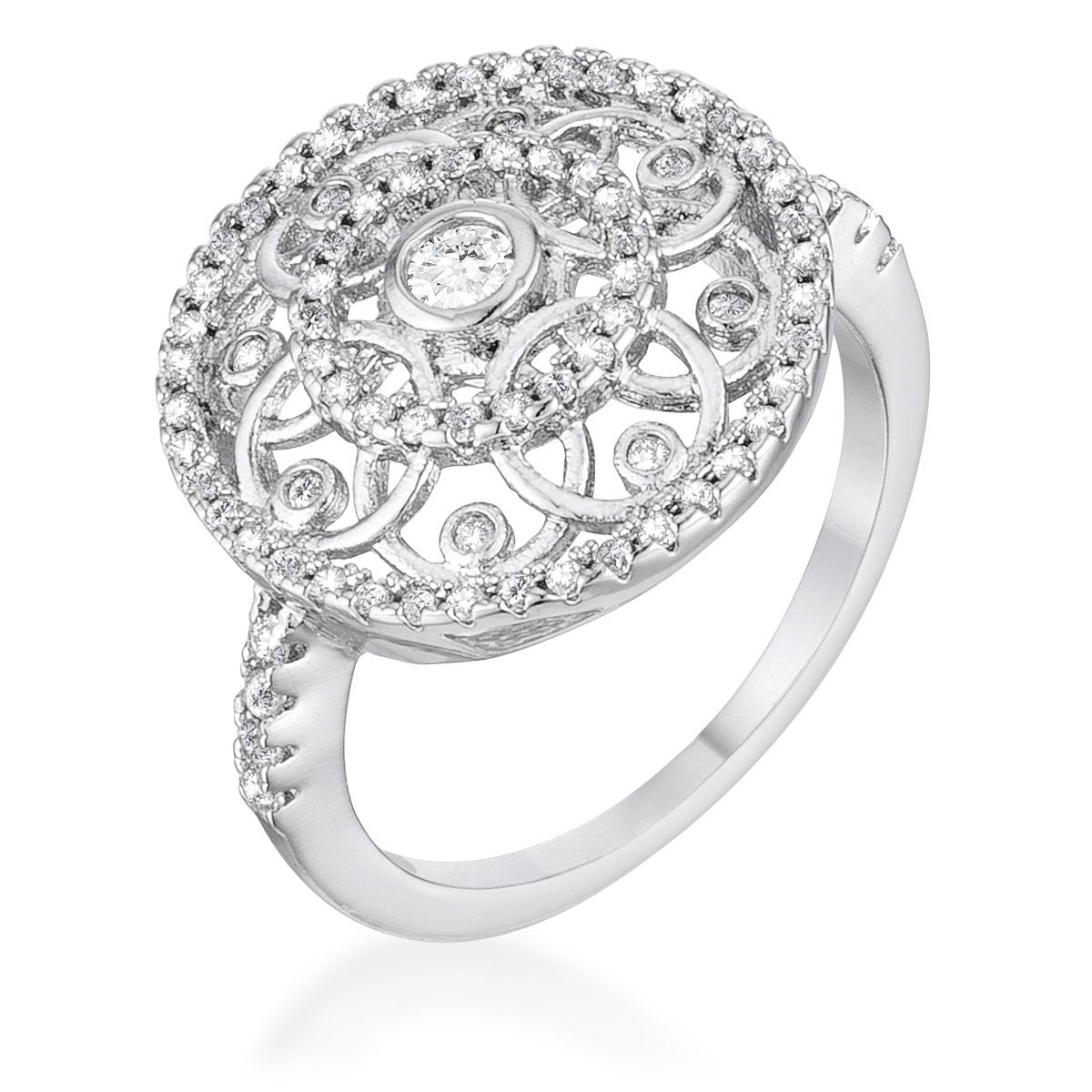 .3Ct Beautiful Oval-Designed Rhodium Ring With Clear CZ