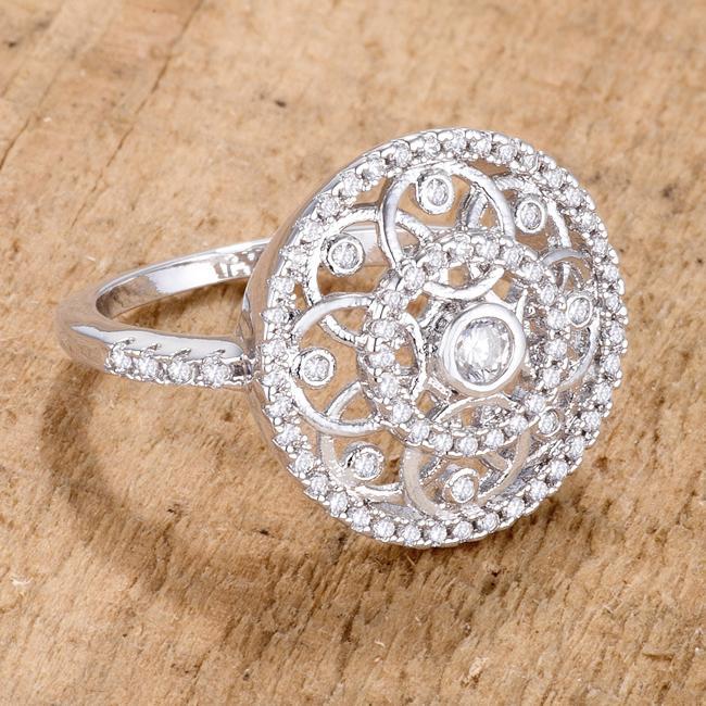 .3Ct Beautiful Oval-Designed Rhodium Ring With Clear CZ