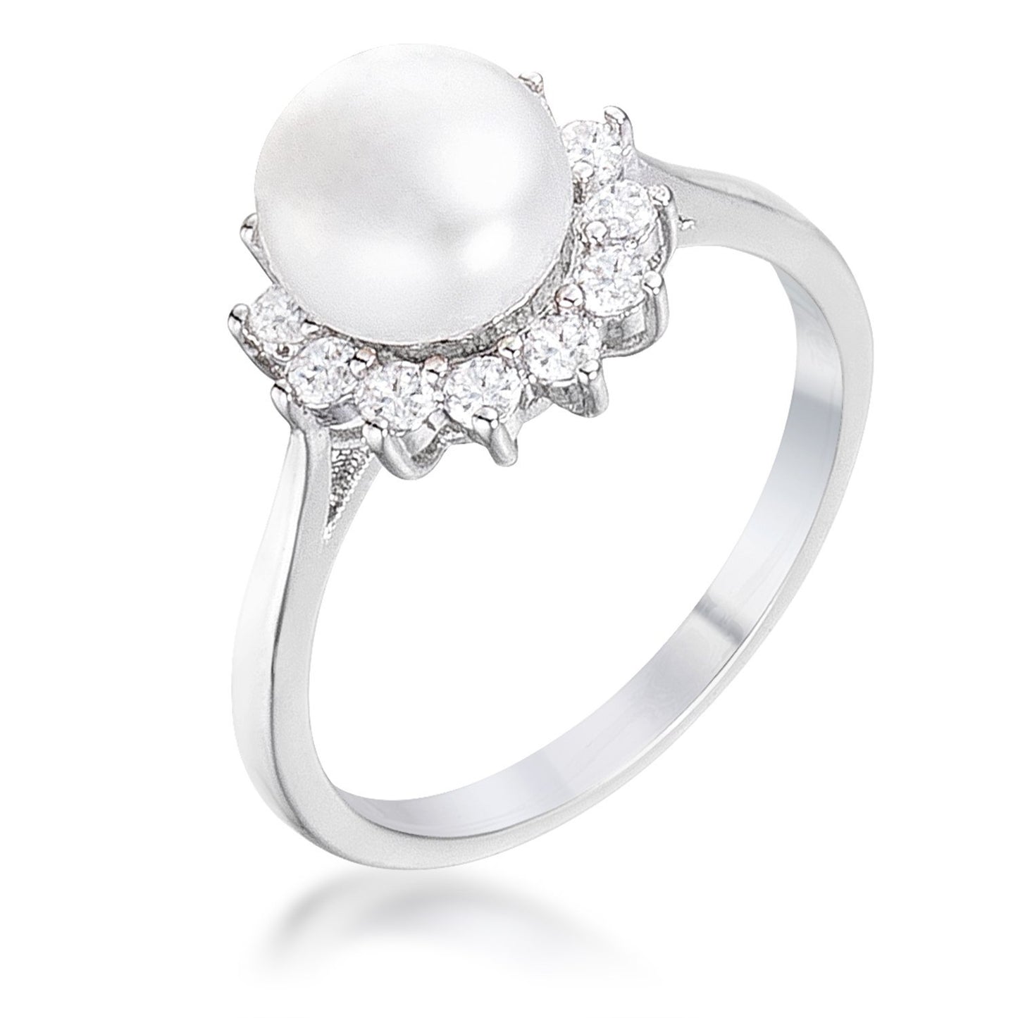 Rhodium Plated Twisted Rope Freshwater Pearl Wrap ring