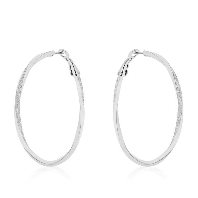 Rhodium Plated Twist Hoop Earrings