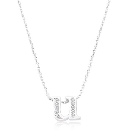 Pave Initial U Pendant