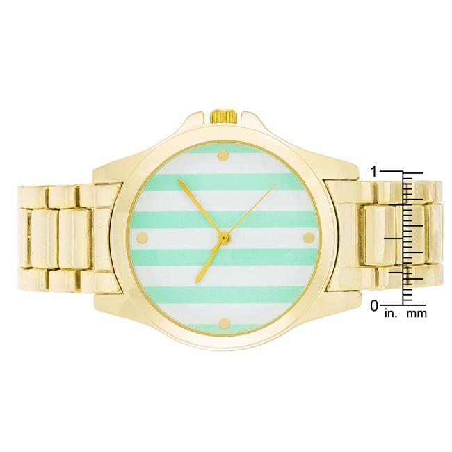 Gold Watch - Mint Stripe Dial