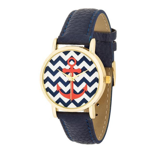 Navy Nautical Leather Watch