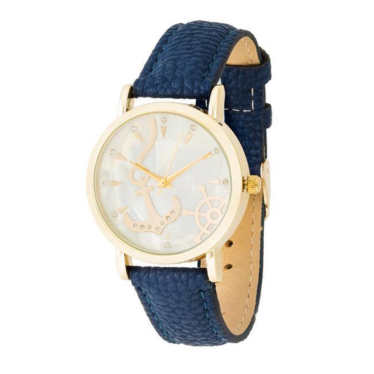 Navy Nautical Leather Watch