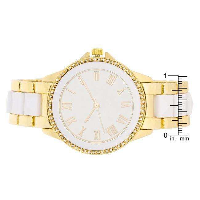 White And Gold Metal Crystal Watch