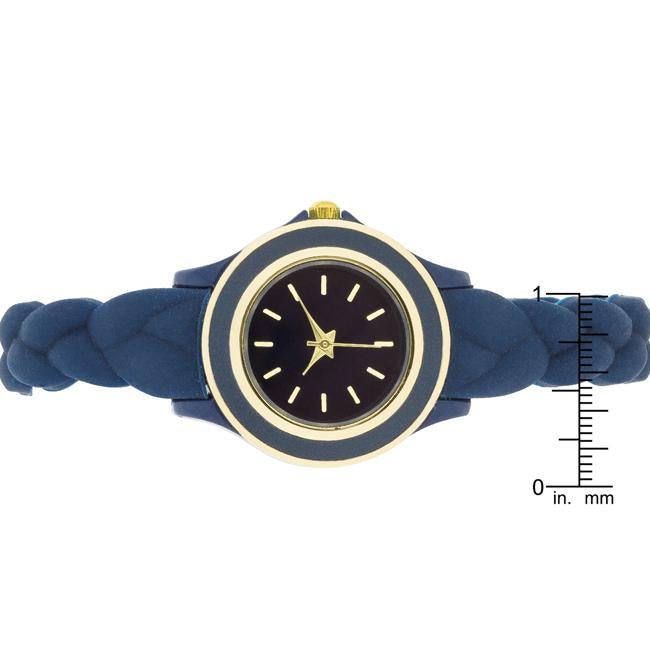 Carmen Braided Ladylike Watch With Blue Rubber Strap