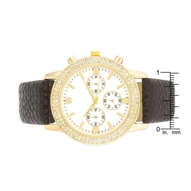 Gold Shell Pearl Watch With Crystals