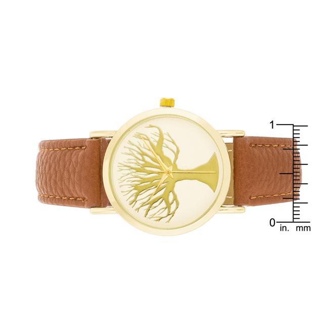 Fashion Tree Dial Watch With Leather Band