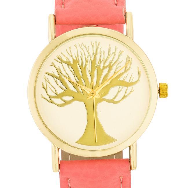 Fashion Tree Dial Watch With Leather Band