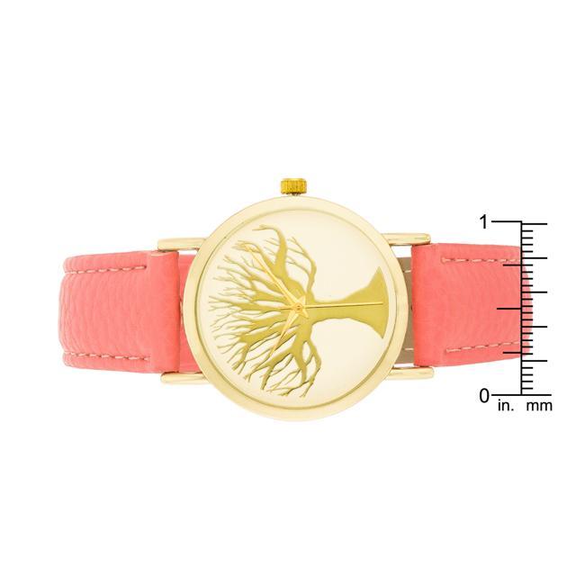 Fashion Tree Dial Watch With Leather Band