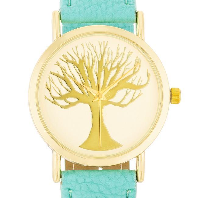 Fashion Tree Dial Watch With Leather Band