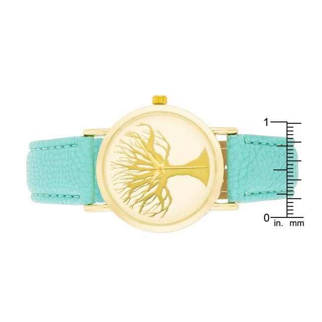 Fashion Tree Dial Watch With Leather Band