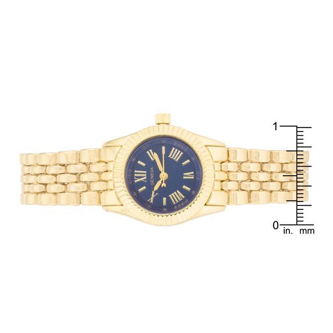 Gold Link Watch With Navy Dial