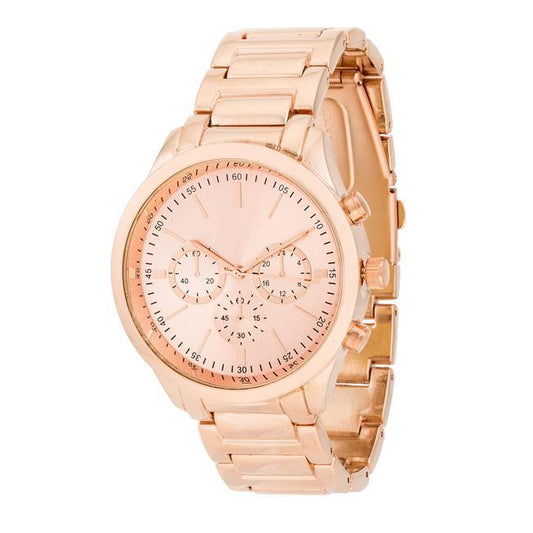 Chrono Rose Gold Metal Watch