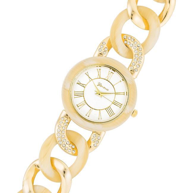 Gold Link Watch with Crystlas