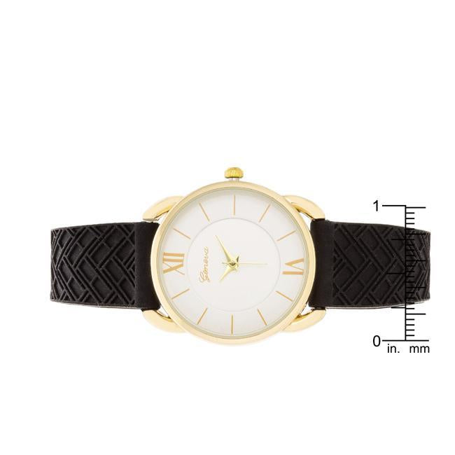 Mina Gold Classic Watch With Black Rubber Strap